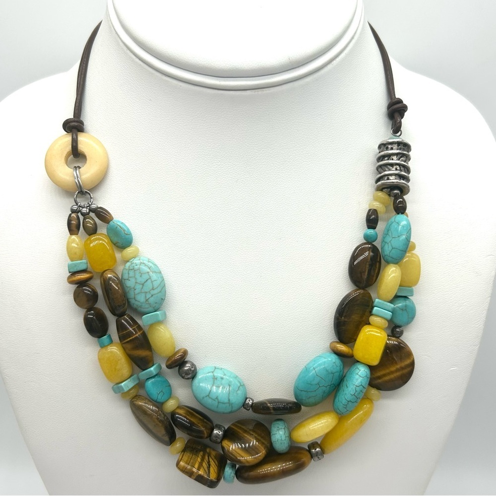 Silpada Sterling Tigers Eye Turquoise Beaded Necklace